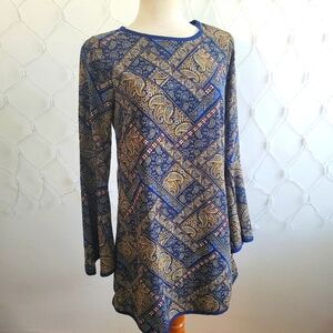 Paisley Tunic Dress w/ Bell Sleeves by Love One Clothing • Size Medium